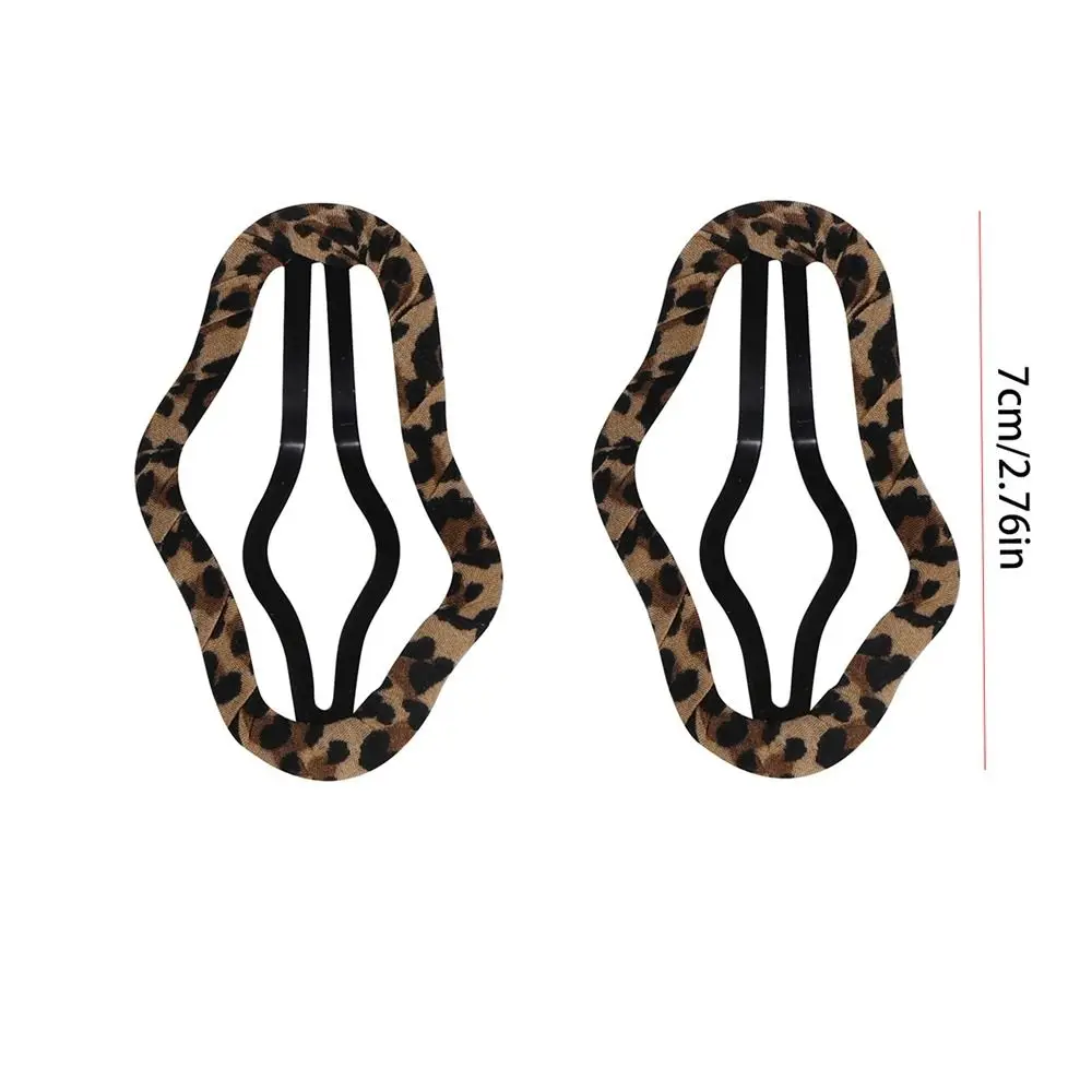 لطيف جوفاء ليوبارد طباعة مشبك شعر سبيكة القماش ستار دبوس الشعر Y2k هندسية الفتيات