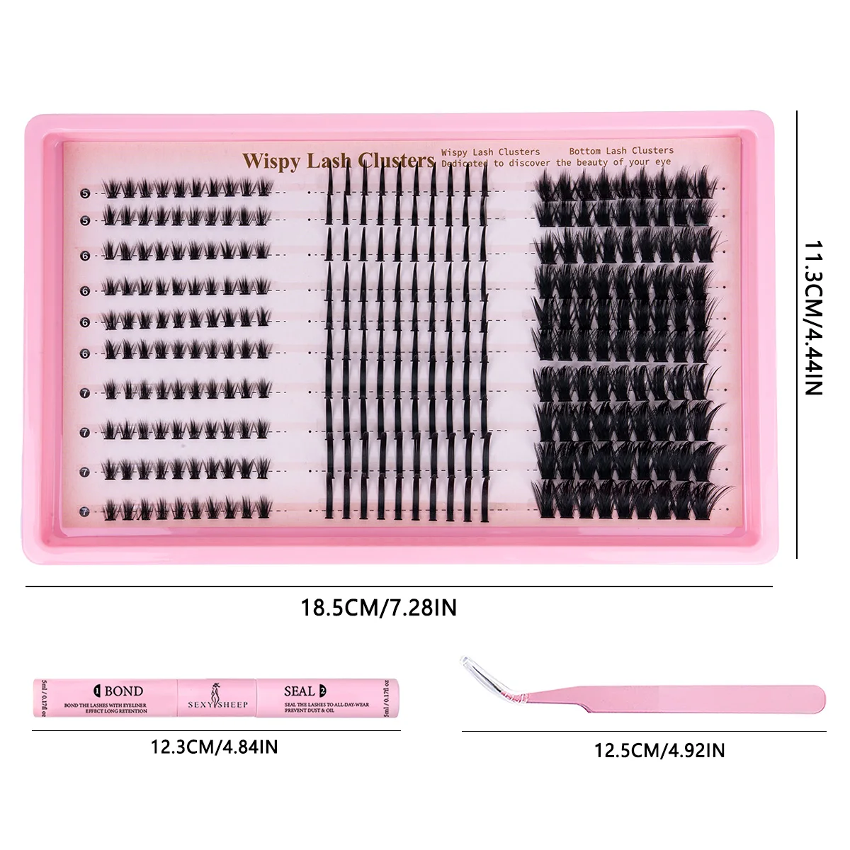 Wimpern-Cluster-Set, Wispy-Wimpernverlängerungen, Natürliches DIY-Wimpernverlängerungs-Set, 10-16mm C-Curl Einzelwimpern mit Kleber und Versiegelung – Detail 3