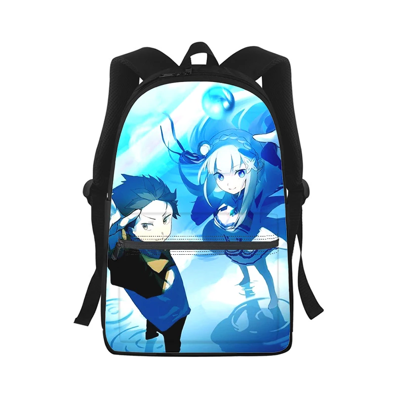 Re zero Rem Emilia anime Mężczyźni Kobiety Plecak 3D Print Moda Student Torba szkolna Plecak na laptopa Dziecięca torba podróżna na ramię