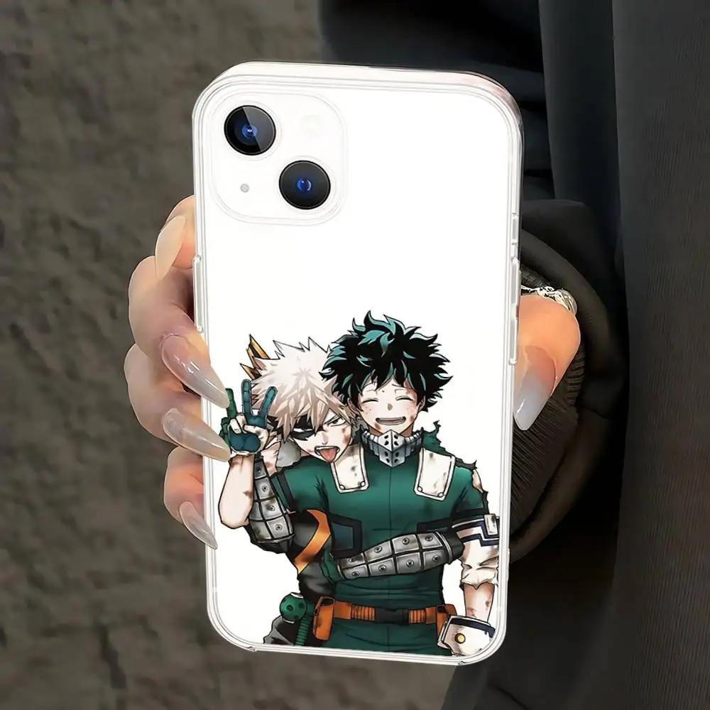 Amine M-My Hero Academia جراب هاتف آيفون 17 16 15 11 13 14 Pro Max 7 8 Plus X Xr Xs Max Se2020 12 غطاء شفاف صغير