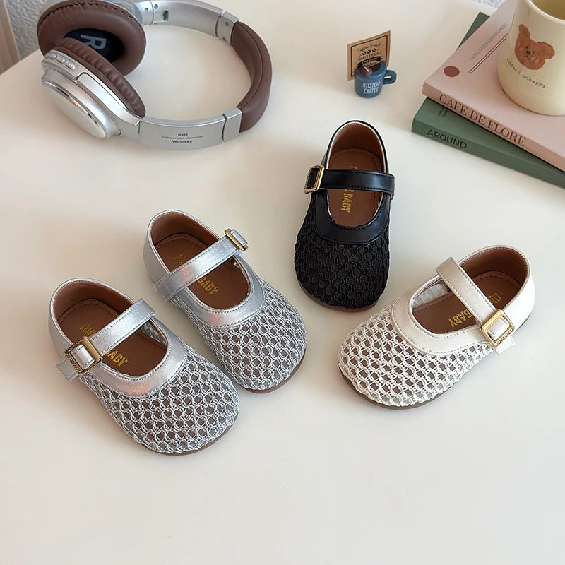 Autumn Girl's Casual Shoes Mesh Round Toe Hook-loop Daily Kid's Flat Shoe Solid Colors Anti-slip Fashion Comfy Children Shoe