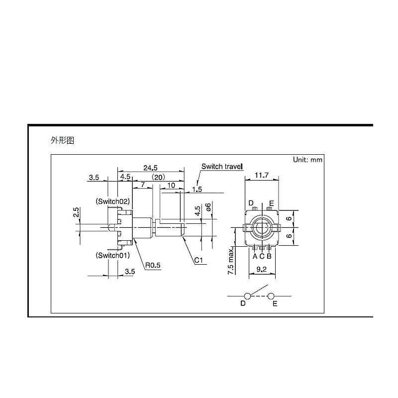 1PCS/LOTS Japan ALPS EC11 Encoder EC11E09244AQ 18 Locations 9 Pulse Points with Switch 20MM Axis