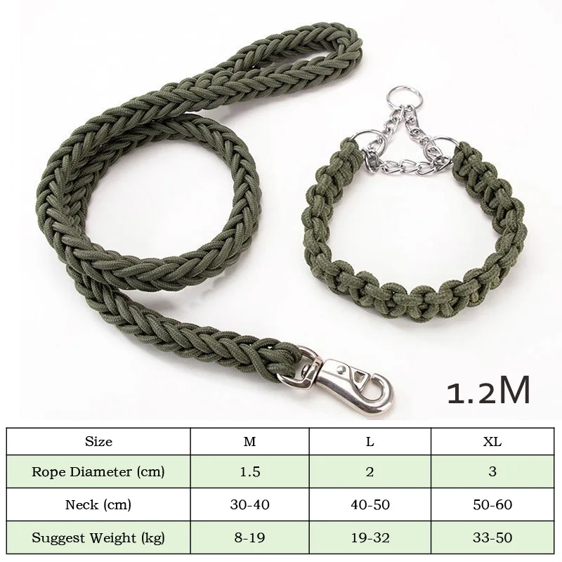 Durable Nylon Dog Collar Leash Set Traction Rope Medium Big Dog Walking Accessories Labrador Husky P-Chain Travel Pet Products