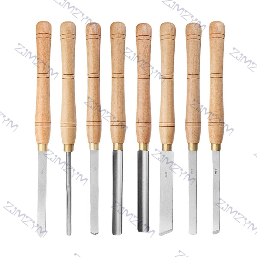 Nuovo Arrivo Coltello La Lavorazione Del Legno di Otto pezzi Set di Utensili di Tornitura HSS Lavorazione Del Legno Letto Coltello Scalpello Set di Utensili di Tornitura Caldo di vendita