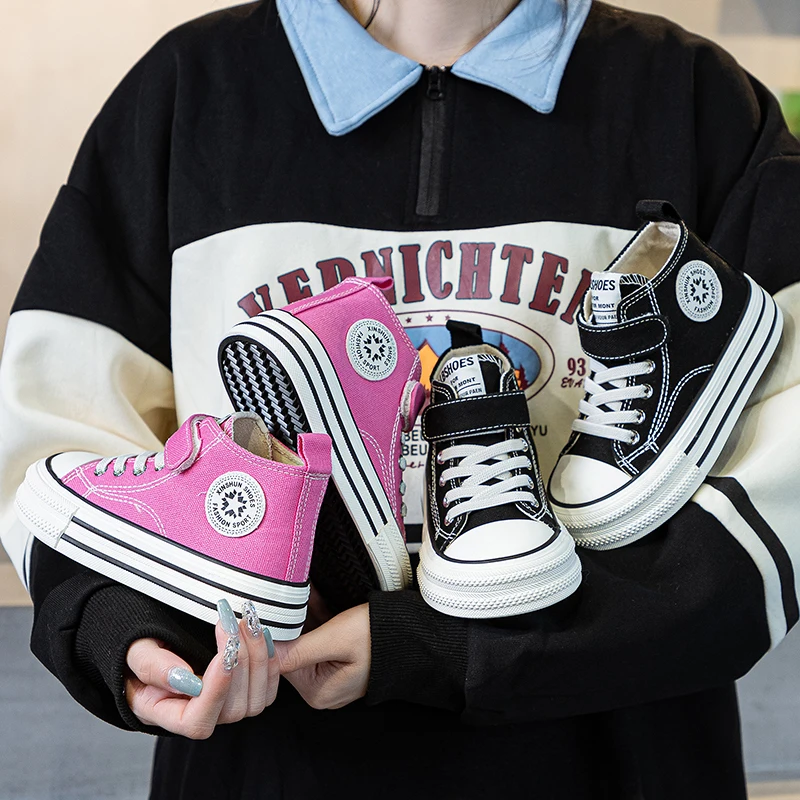 

Children's canvas shoes, girls' versatile single shoes, boys' high top cloth shoes, 2025 Spring and Autumn new children's shoes,