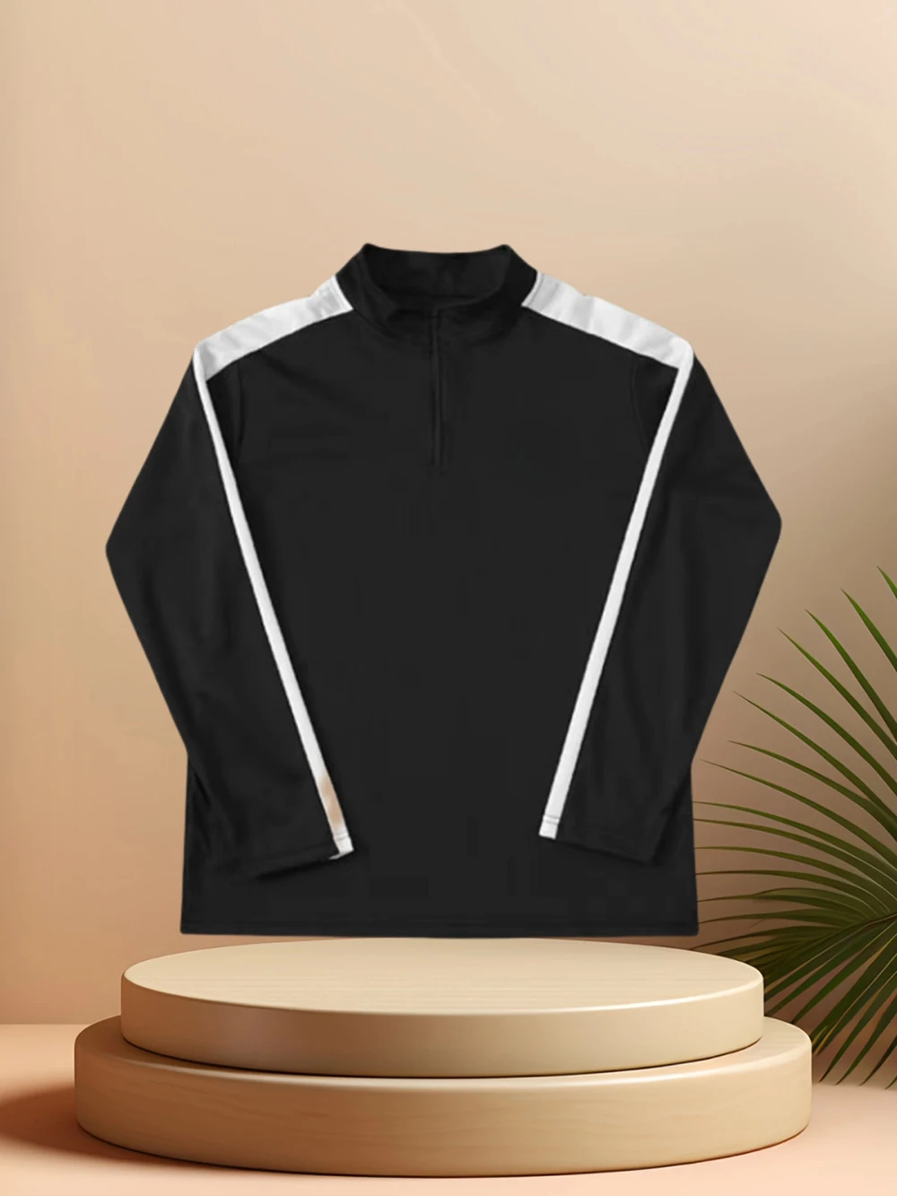 メンズ ストライプ ランニング スポーツ 長袖 Tシャツ スタンドカラー ハーフジップ カラーブロック フィットネス トレーニング 伸縮性 速乾 トップス