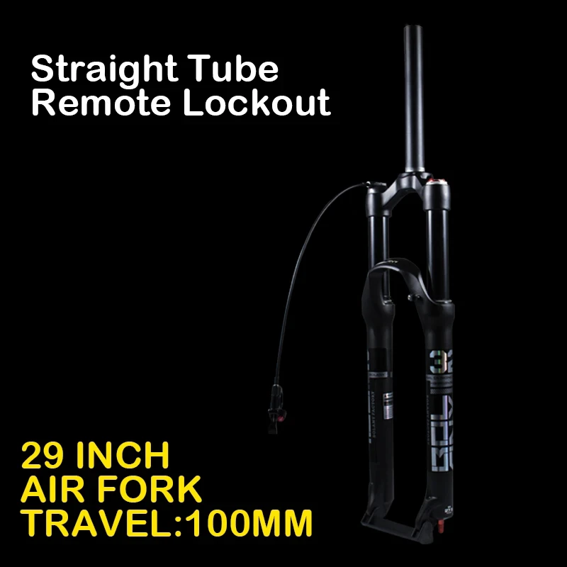 BOLANY Mountain Bike Fork 26/27.5/29 Aluminum Alloy Straight Tube Dual Air Suspension Fork 100mm Shock Absorber Bike Accessorie