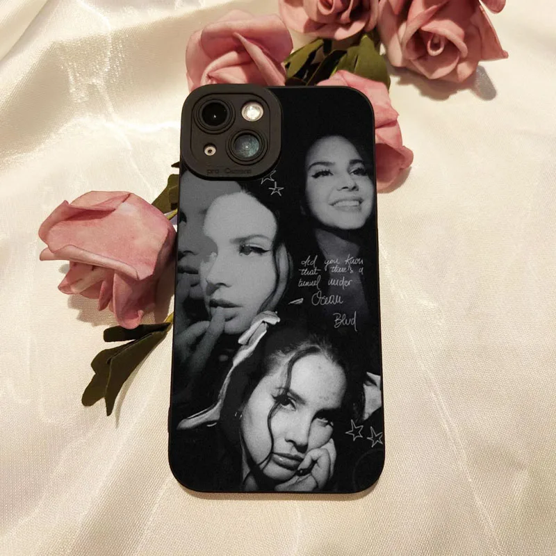 Singer Lana Del Rey Black Phone Case for iPhone 15 14 13 12 11 Pro Max XR Shockproof Funda Cover Christmas Gift for Friends