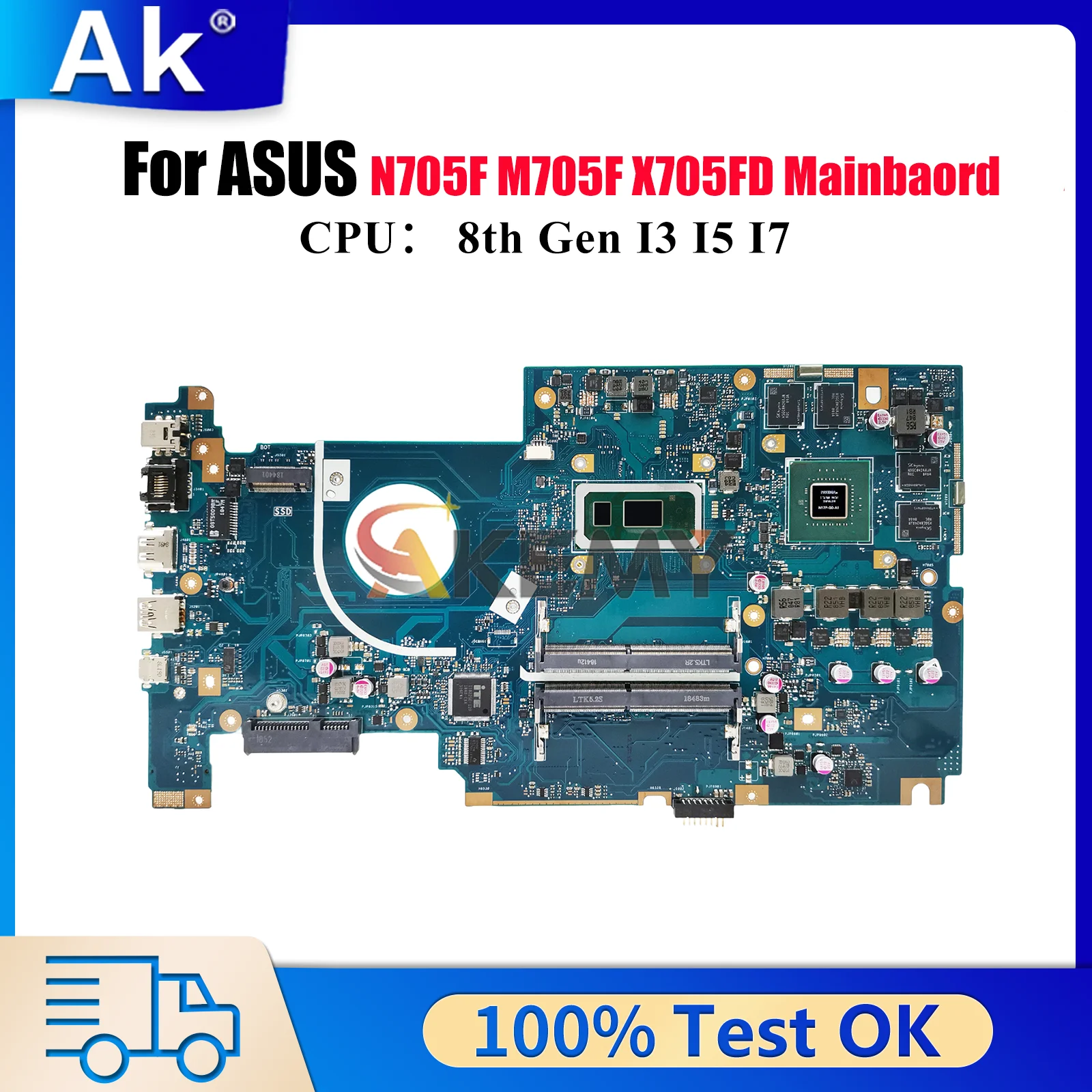 

X705FD Laptop Motherboard For ASUS VivoBook M705F N705F X705FN X705F Notebook Mainboard With I3 I5 I7 CPU tests OK fast shipping