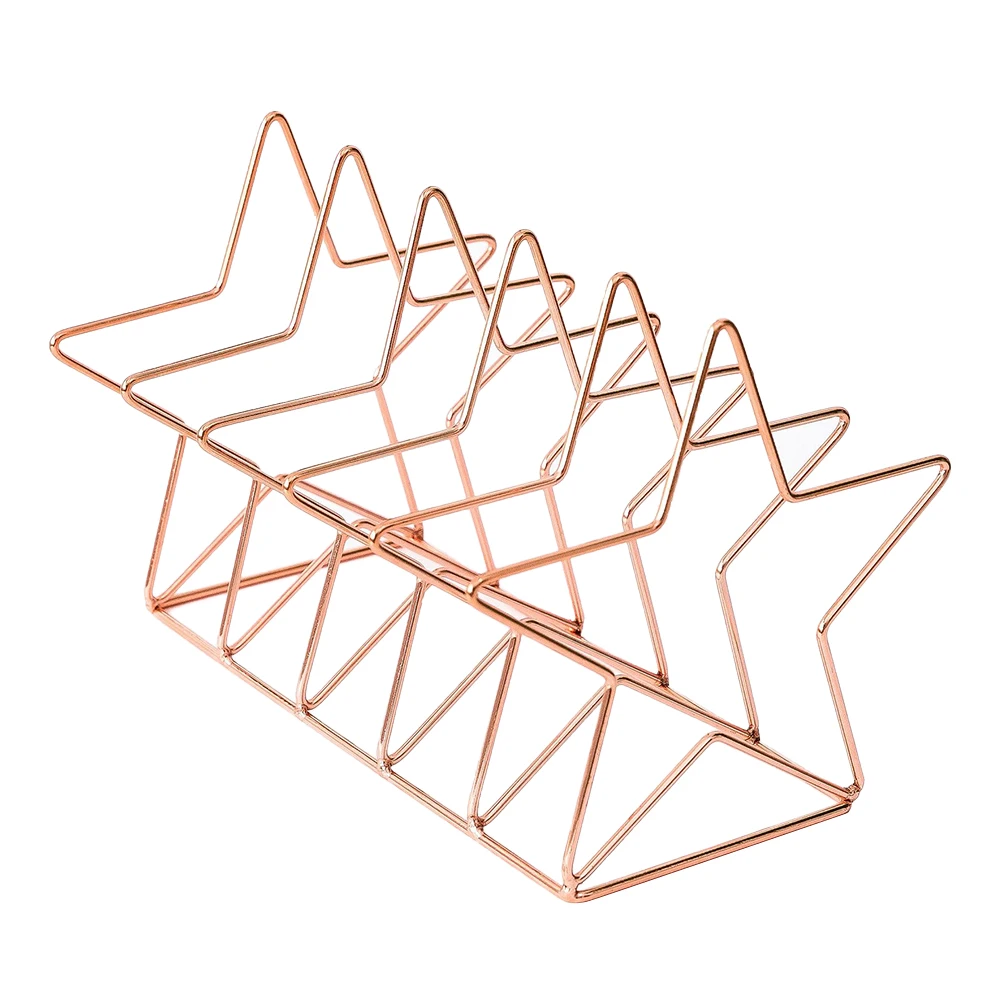

Iron Art Desktop Bookshelf Nordic Style Rose Gold Star Shape Book Holder Rack Home Office Decoration Book Organizer