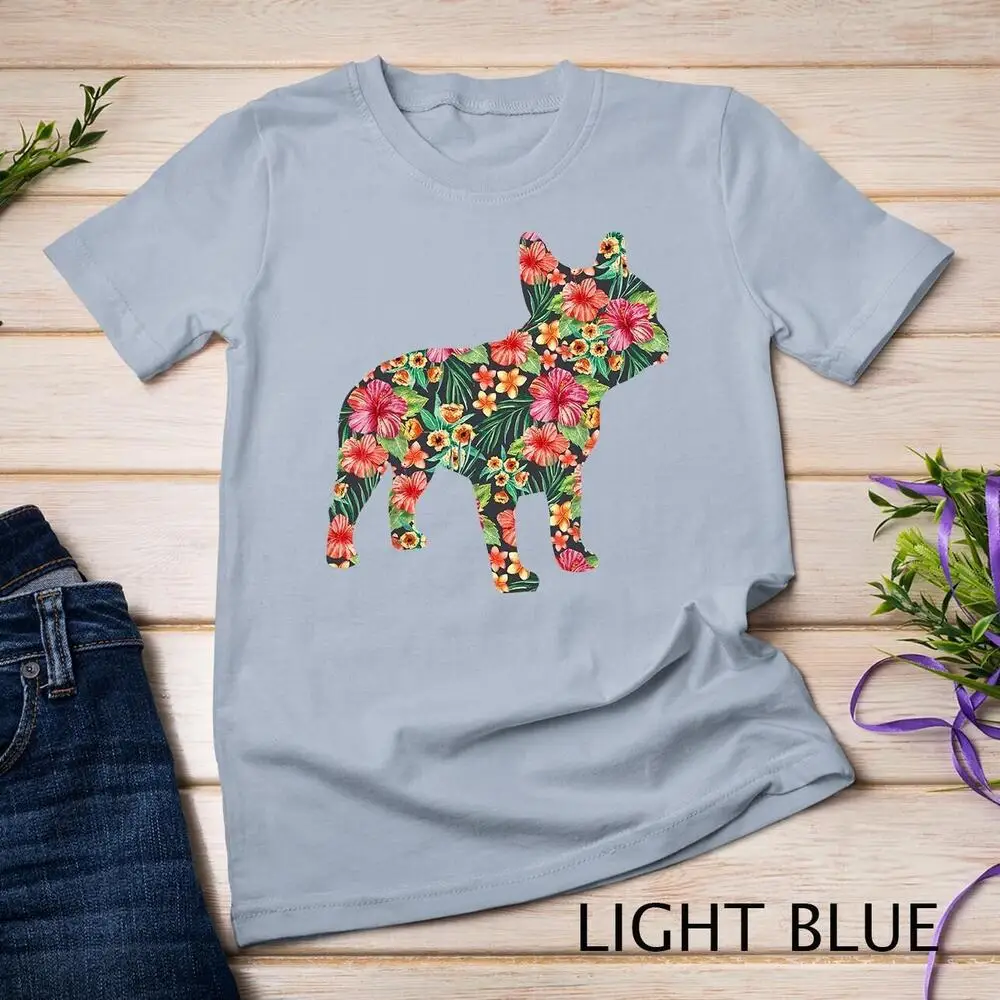 French Bulldog Flower T shirt Floral Frenchie Dog Silhouette Unisex T-shirt