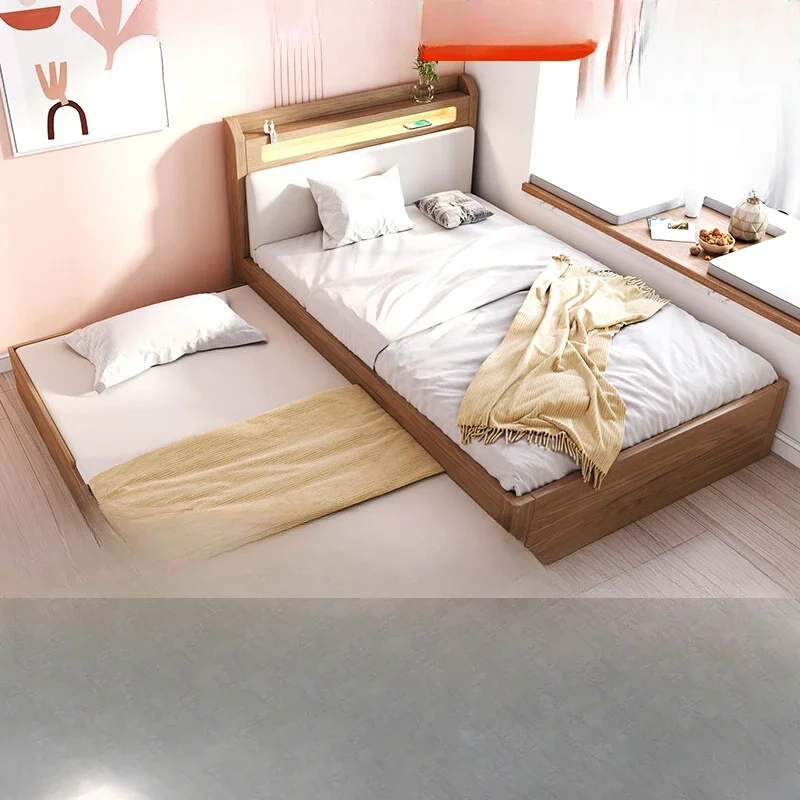 

Two-layer mother and child bed upper and lower beds Solid wood small apartment trailer Multifunctional double bed