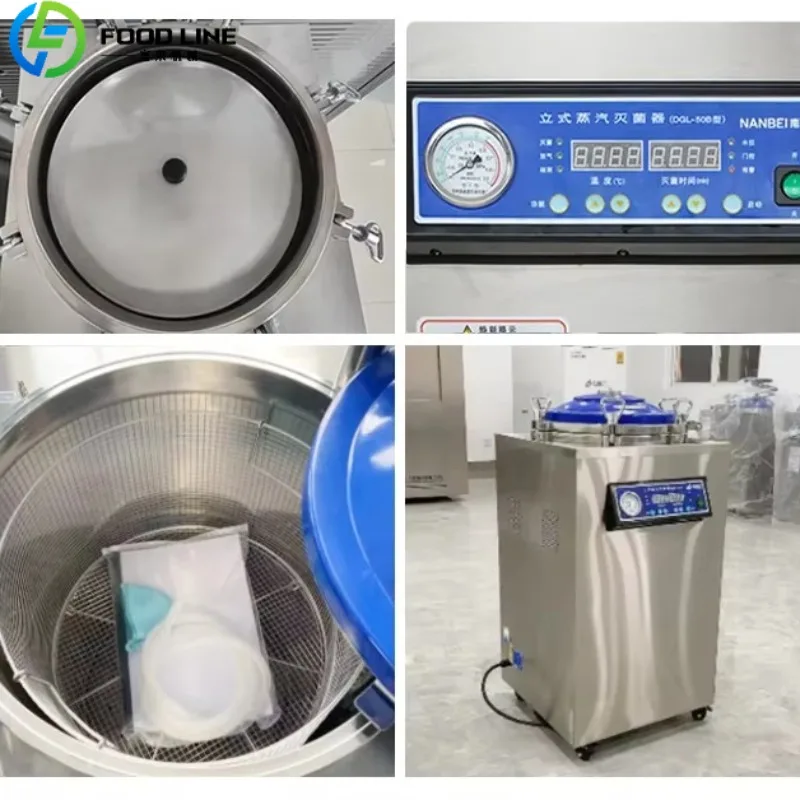 Vertical Steam Pressure Sterilizer Semi Automatic System for Food Preservation and Packaging