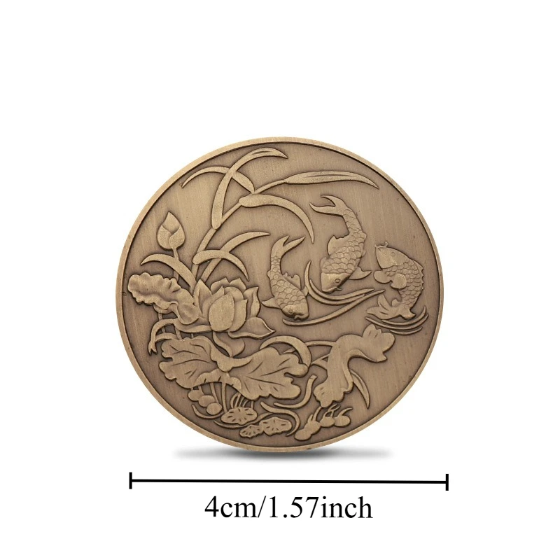 Chinese Koi Fish Commemorative Coins Souvenir Good Luck Blessing Wishing Lucky Fortune Souvenirs Happy New Year Gifts