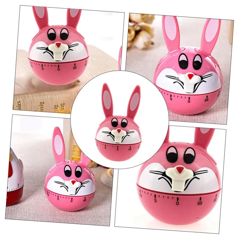 Minuterie en forme de lapin pour enfants, alarme rose, outils d'oeuf, aide de cuisine, décoration dégradée, mécanique, 1 pièce