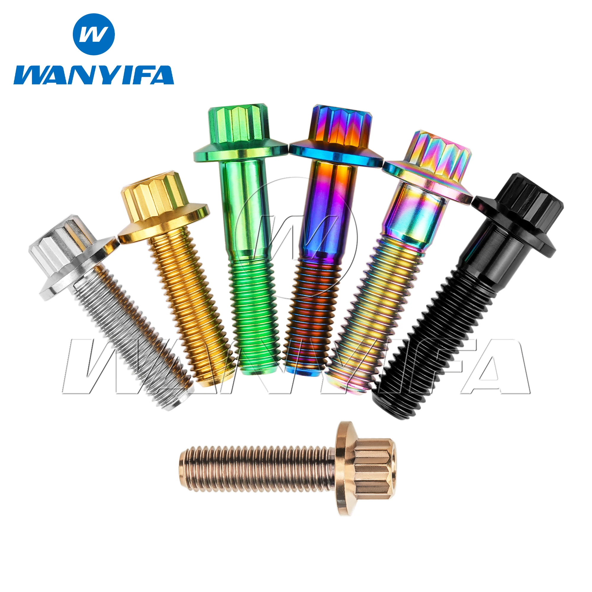 Wanyifa Titanium Bolt M7 M8x24/32mm Flange 12-Point Head Screw for Car Wheel Split Rim Retrofit Fasteners 6