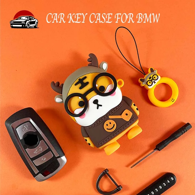 Dull Tiger Key Case Cover Shell Fob for BMW X1 X3 X5 X6 X7 F20 F15 F16 F48 G20 G30 G01 G02 G05 G11 G32 1 3 7 Series Keychain Car