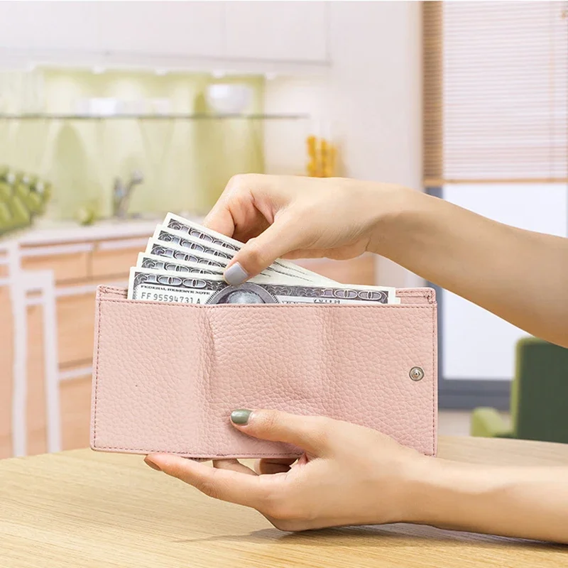 Porte-monnaie en cuir véritable pour femmes, portefeuille en cuir de vache, petite poche pour monnaie, porte-cartes Rfid, Mini pochette Portable