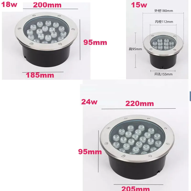 Imagem -02 - Luz Subterrânea Led Escadas Recessed Luz de Inundação Holofote à Terra Impermeável Jardim ao ar Livre D200 mm Ip67 Rgb rf 220v dc 24v