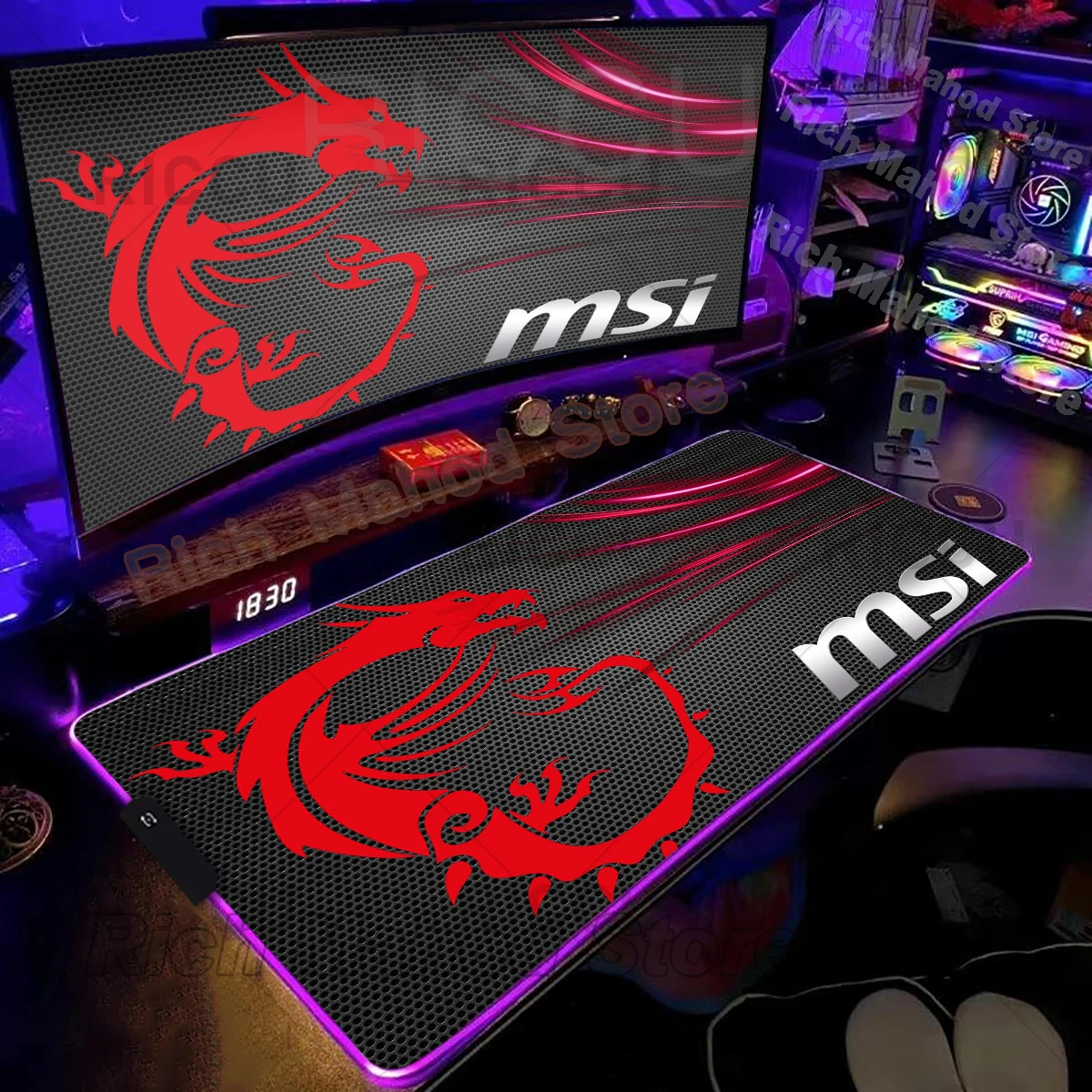 RGB 마우스패드 컴퓨터 확장 패드 E-스포츠 마우스 패드 게이머 테이블 매트 MSI 드래곤 고무 PC 키보드 데스크매트 게이밍 액세서리
