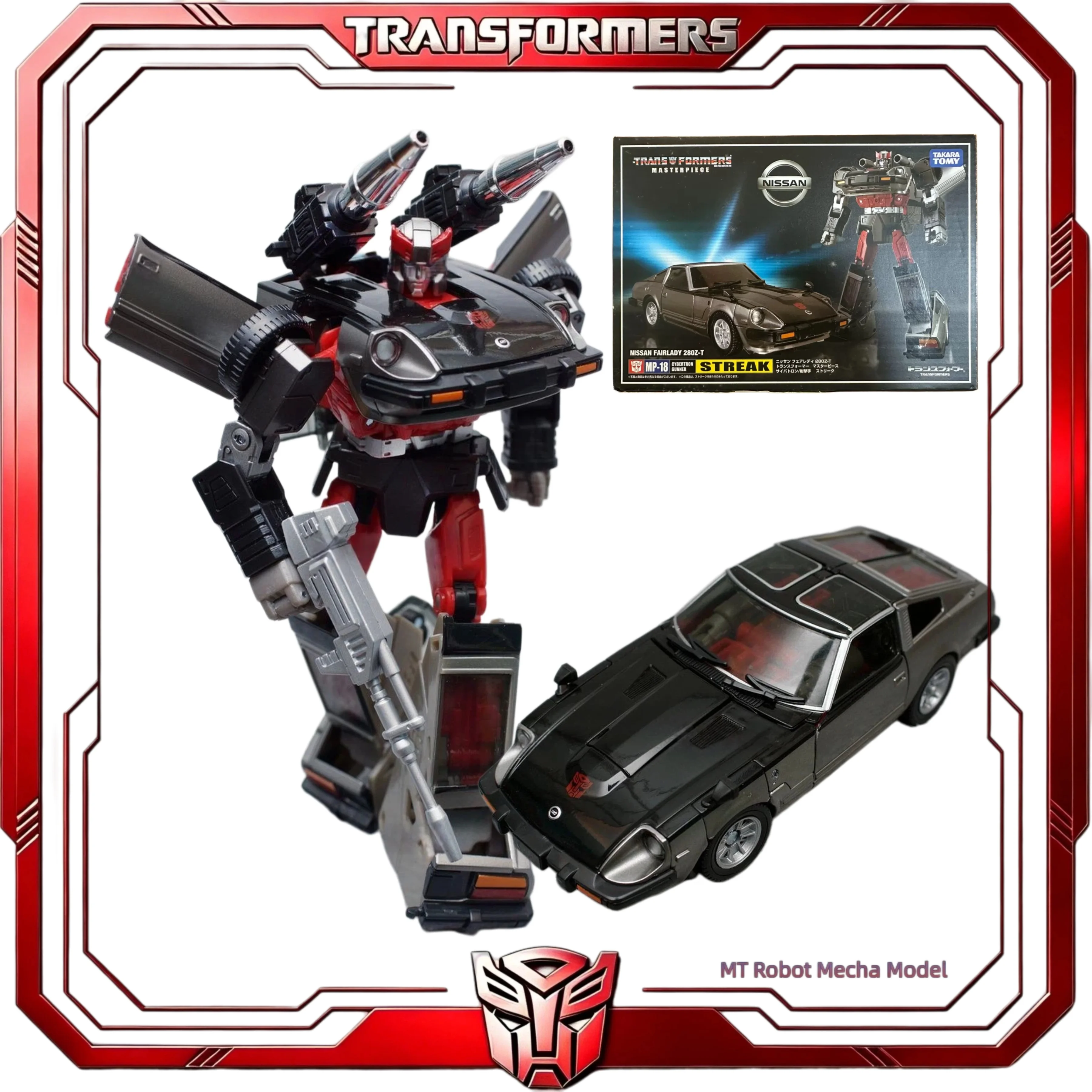 En stock, Transformers Masterpiece KO MP-18 Streak Hasbro Autobot Nissan Sports Car, figurine d'action de collection pour les fans