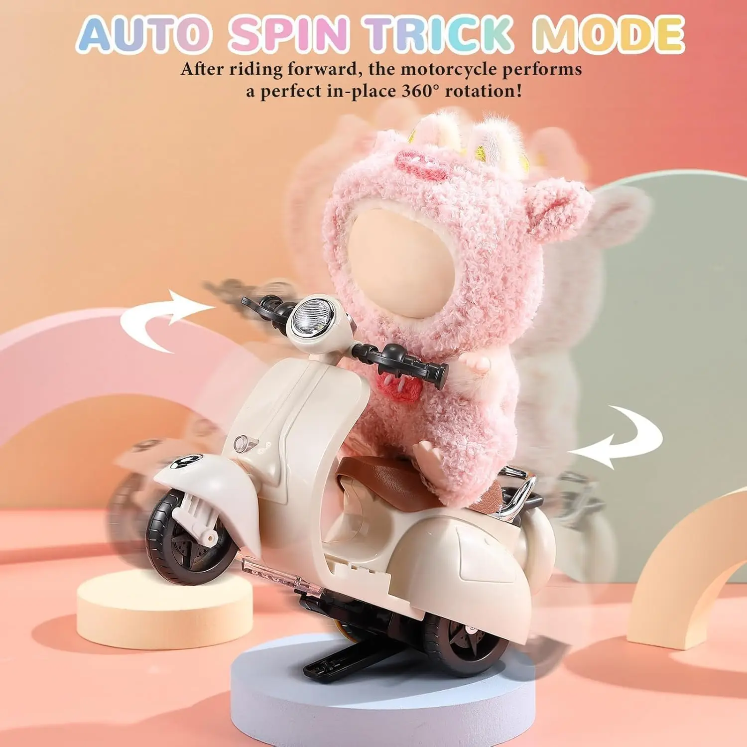 Cute Doll Mini Electric Motorcycle Children's Toy for labubu toy motor for doll (no doll) Accessories
