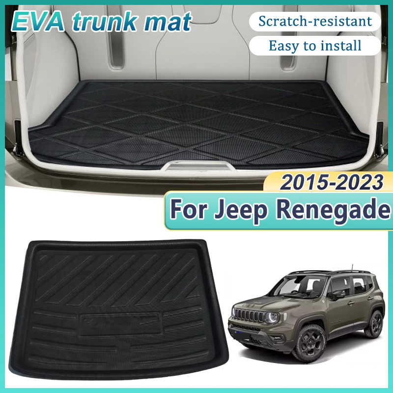

Аксессуары для Jeep Renegade 2015 ~ 2023 Автомобильный 3D коврик для багажника, напольный коврик для хранения, поднос, вкладыш, защита багажника, водонепроницаемая, противоскользящая