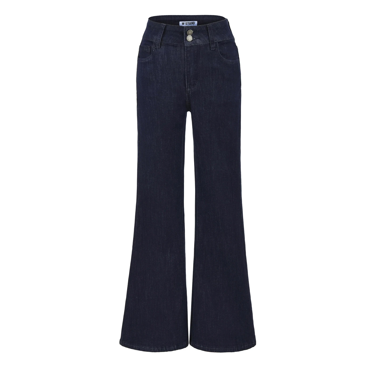 

American retro high waisted elastic micro flared jeans deep blue pants with a slimming effect versatile horseshoe pants