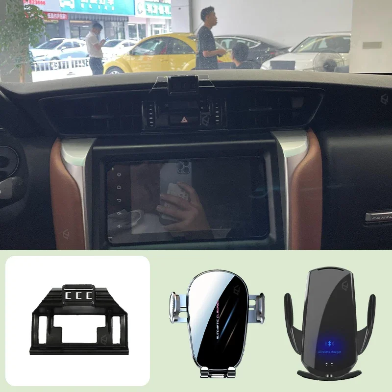 

Car Mobile Phone Holder For Toyota Fortuner 2016 Car Special Bracket Base Mobile Support Wireless Charging Bracket Accessories