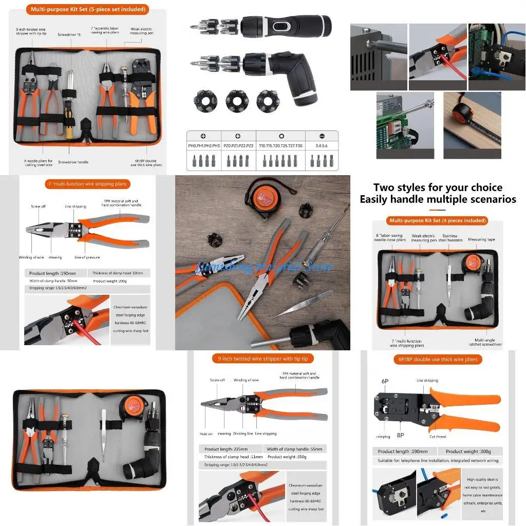 

Y5GD Tool Set Wire Pliers Test Stainless Steel Tweezers Wire Stripper Cutter