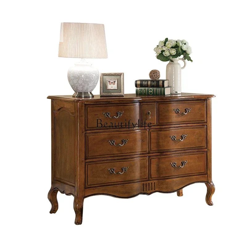 

LD33American Style Solid Wood Dressing Table Retro European Style Dressing Table Country Furniture Storage Cabinet