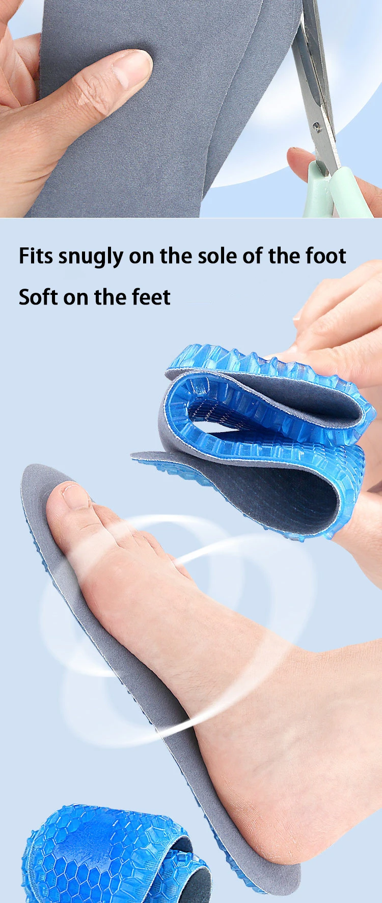 Neue atmungsaktive, stoßdämpfende Sport-Einlegesohlen aus Silikon, Unisex, rutschfeste Einlegesohle, weiche und bequeme Schuhpolster, 2 Stück/4 Stück – Detail 6