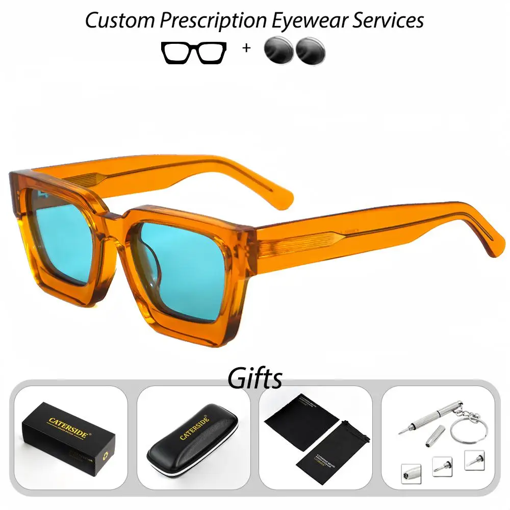 CATERSIDE Vintage Herren-Korrektionsbrille, verdickte quadratische optische Sonnenbrille für Damen, modische Brille für Outdoor-Fahrten – Detail 9