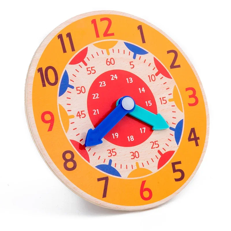 Horloge en bois Montessori pour enfants, jouets d'heure, minutes, secondes, Cognition, horloges colorées, jouets pour enfants d'âge préscolaire, outils pédagogiques