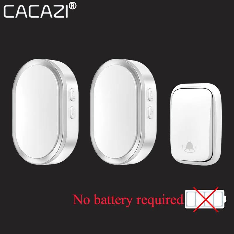 CACAZI 스마트 홈 야외 무선 방수 초인종, 배터리 필요 없음, 리모컨 링 문짝 벨, 자체 전원 문짝 벨