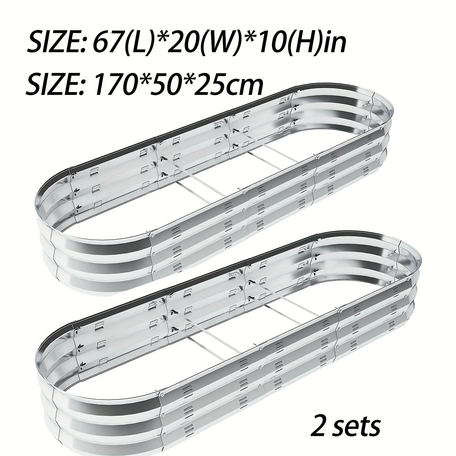 2 Pack Raised Garden Bed Kit For Vegetables Flower Galvanized Metal Planter Boxs Designed For Easy And Cleaning Not Twist Or Rot