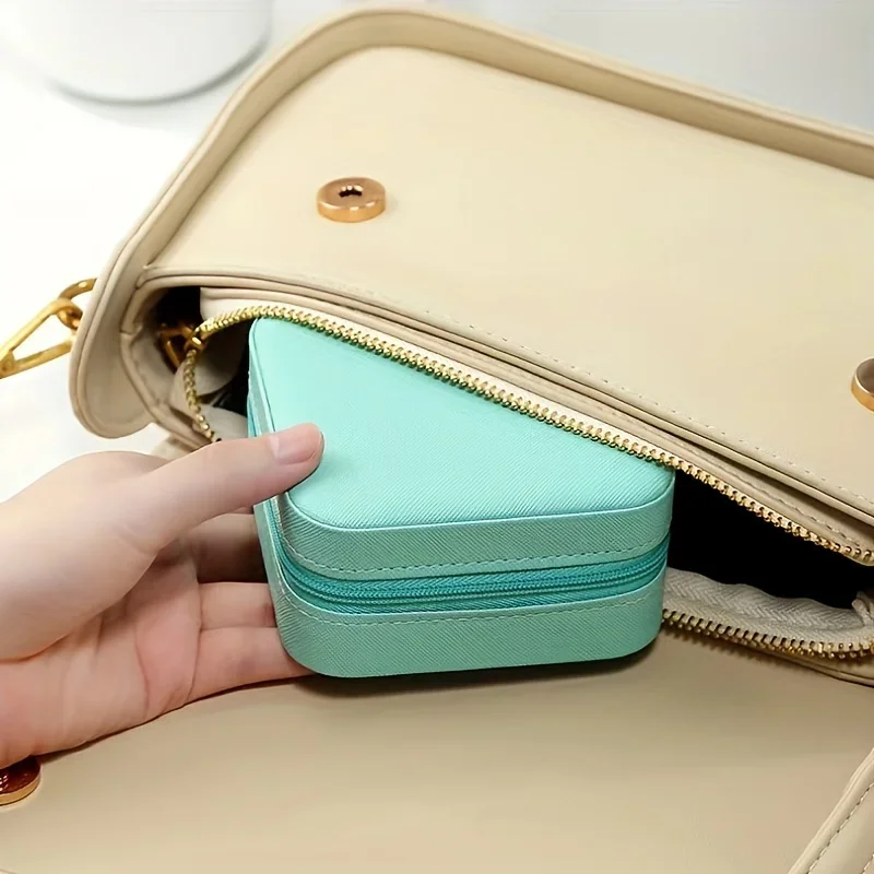 Mini Jewelry Storage Box Portable Home Travel Earrings Necklace Storage Case for Women Ring Organizer PU Leather Display Case