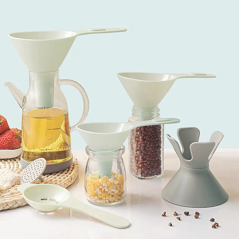 

Kitchen Funnels for Filling Bottles Food Grade Plastic Nested Funnels & Egg Separator with Handle & Detachable Strainer Filter
