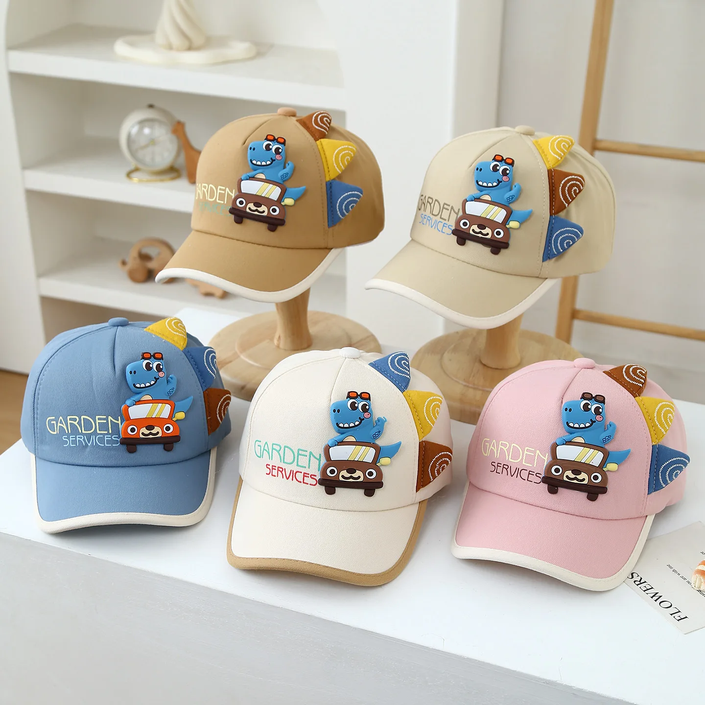 Summer Cute Kids Baseball Hat Car Dinosaur Baby Hat Toddler Cotton Hat Fashion Adjustable Snapback Cap for Girls Boys 2-6 Years