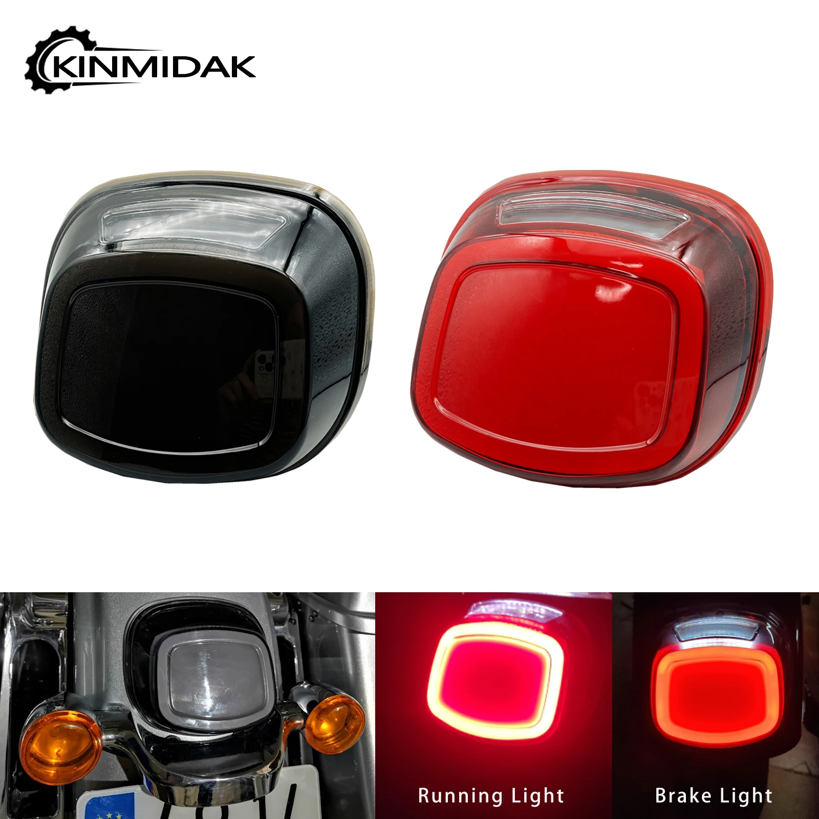 Motorcycle LED Rear Tail Lamp Brake Running Light Red/Smoke Lens Taillight For Harley Softail Dyna Touring Sportster XL 883 1200