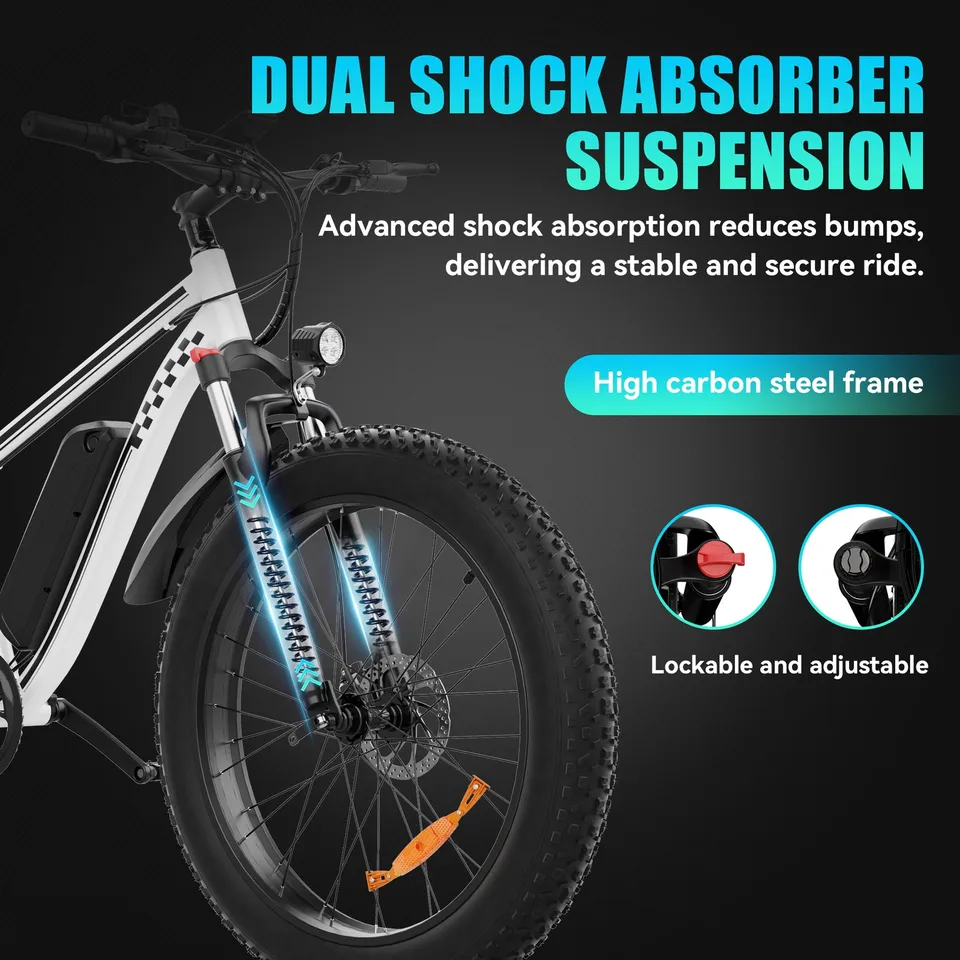 Electric Bike Peak 1500W 48V 15AH 26" Fat Tire Commuting ebike E Adults image 8