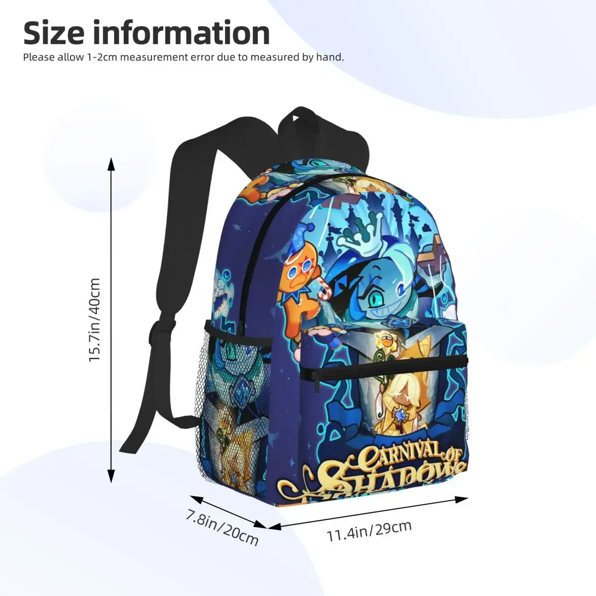 Shadow Milk Cookie Run Kingdom Cartoon Student Backpack School Bag Hiking Travel Daypack for Boys Girls Bookbag Shoulder Bags