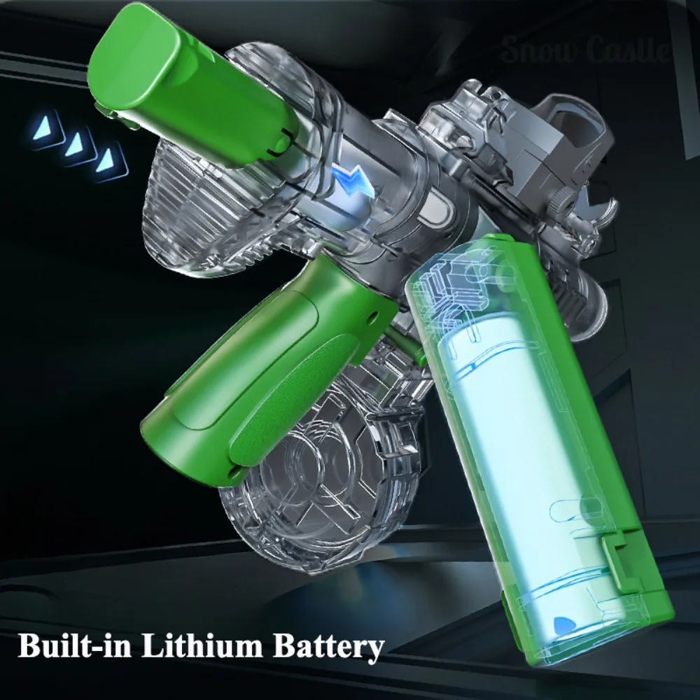 Pistola de agua eléctrica con pulverizadores de luz, efecto de llama, continuamente alta velocidad, para exteriores, playa, piscina, juego de disparos, juguete para niños