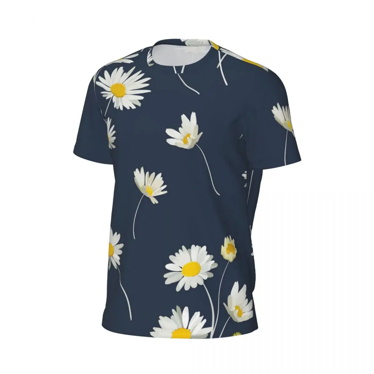 White Chamomile Daisies Sportswear T Shirt Beach Marguerites Floral Print T-Shirts Harajuku Tee Shirt For Men Tops Plus Size