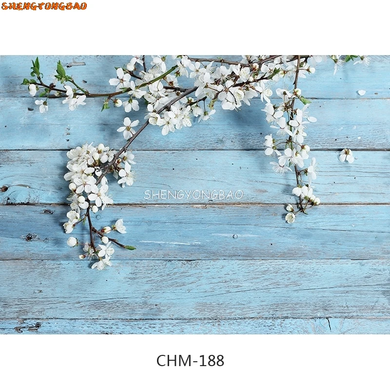 SHENGYONGBAO Digital Printed Photography Backdrops Props Flower Wood Planks Photo Studio Background CHM-13