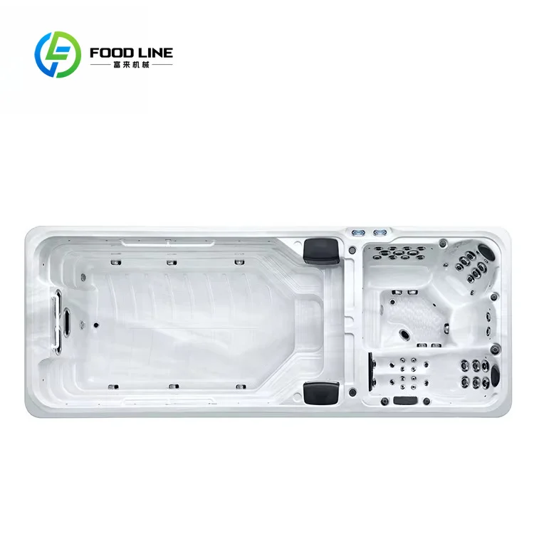 Custom Luxury Above Ground Swim Spa Pool Dual Zone Hydro Massage Function 5 User Outdoor Hot Tub Combo for Villa Wellness