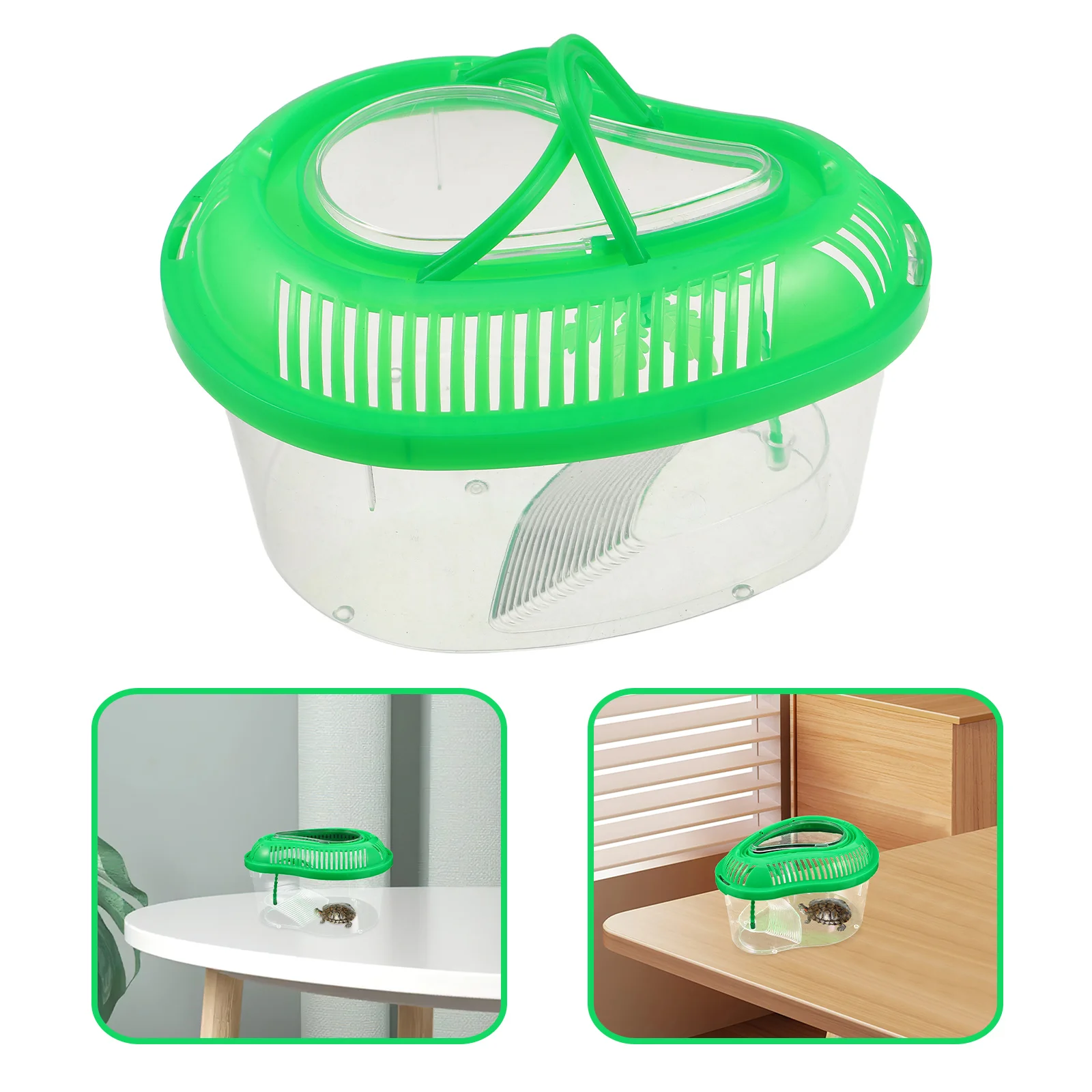 

Portable Reptile Travel Carrier with Handle Ventilated Basking Platform Secure Lid for Turtle Snake Gecko Crab Small Pet