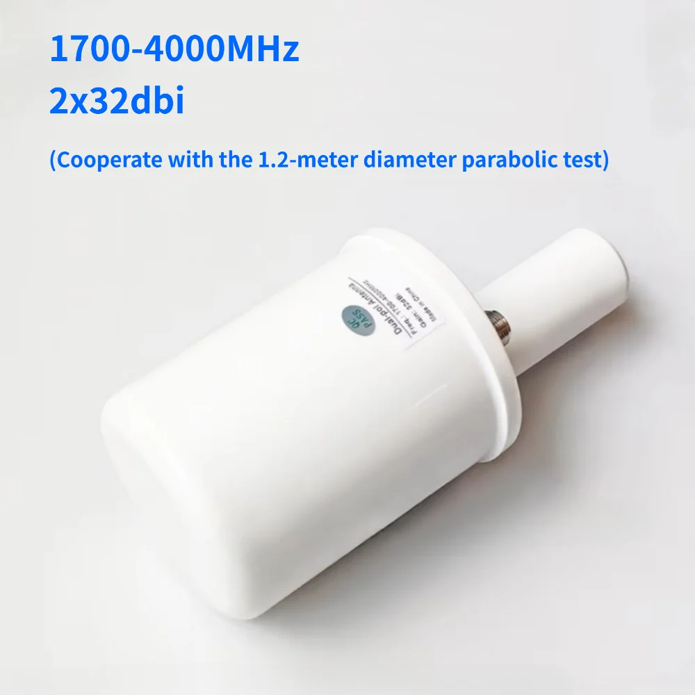 1700-4000MHz 5G MIMO Outdoor Antenna Feed 2X32dBi Dual Polarity External Long Range Feed Antenna Mobile Dish Grid 2XN Female