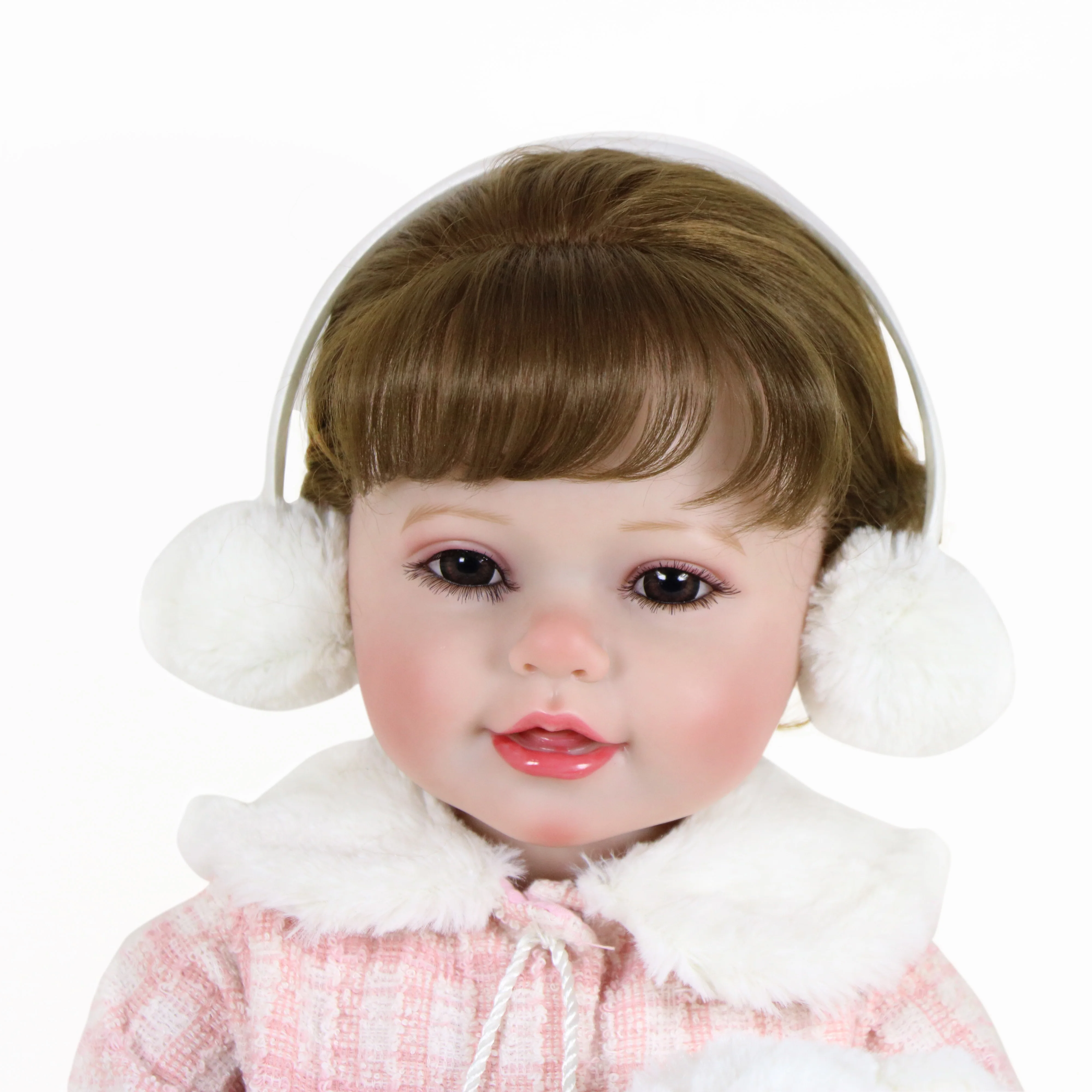 

Reborn Babyl-22 inch Winter Dream with Winter outfit and Earmuff & 3D Painted Skin Visible Veins on full vinyl with Rooted hair