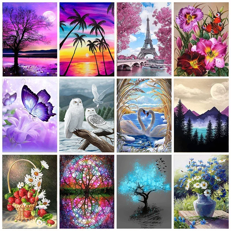 New JIEME DIY 5D Diamond Painting Flower Full Round Mosaic Landscape Flower Diamond Embroidery Picture Rhinestone For Home Decor